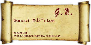 Gencsi Márton névjegykártya
